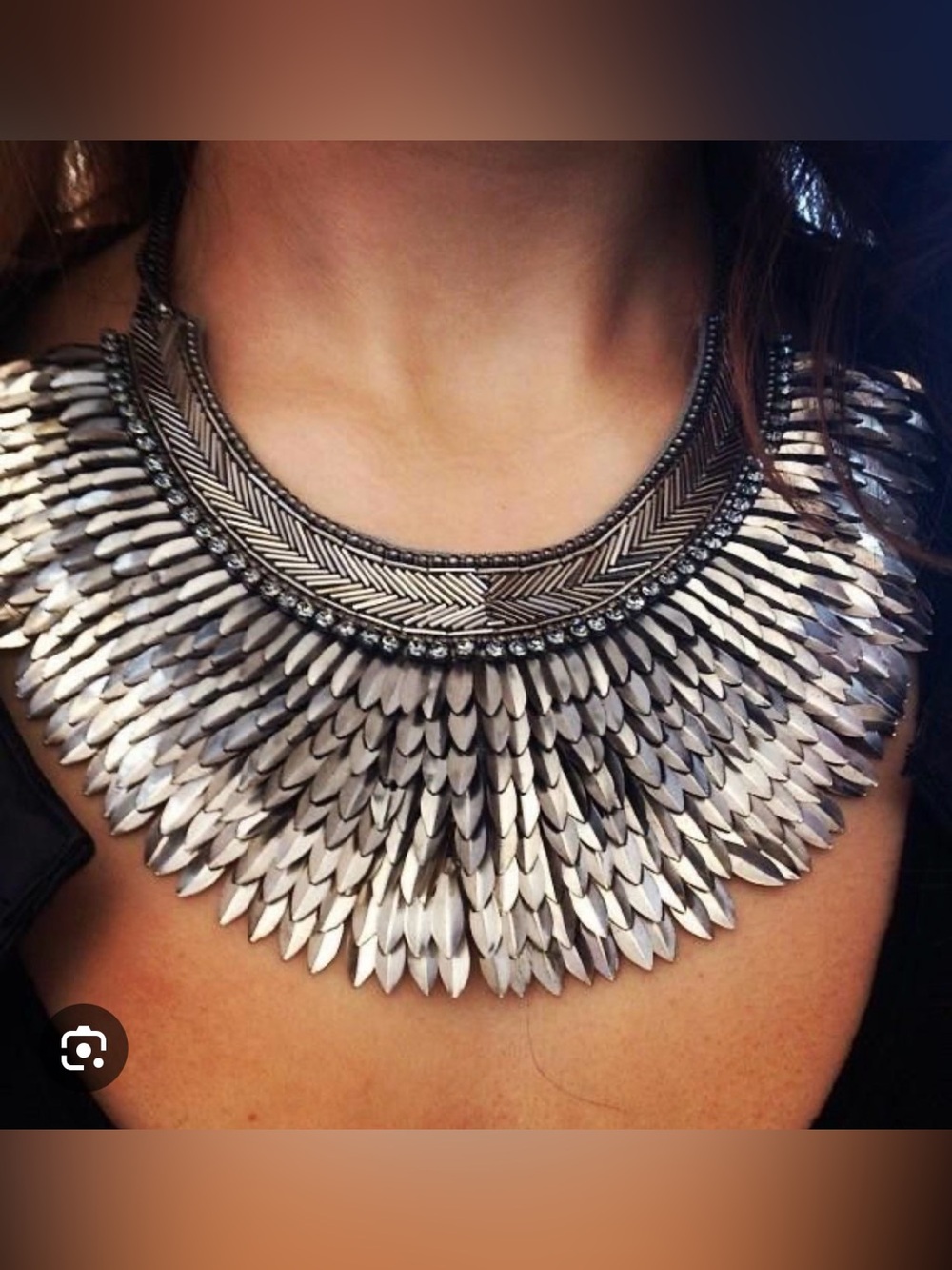 Stella & Dot Silver Statement Bib Necklace